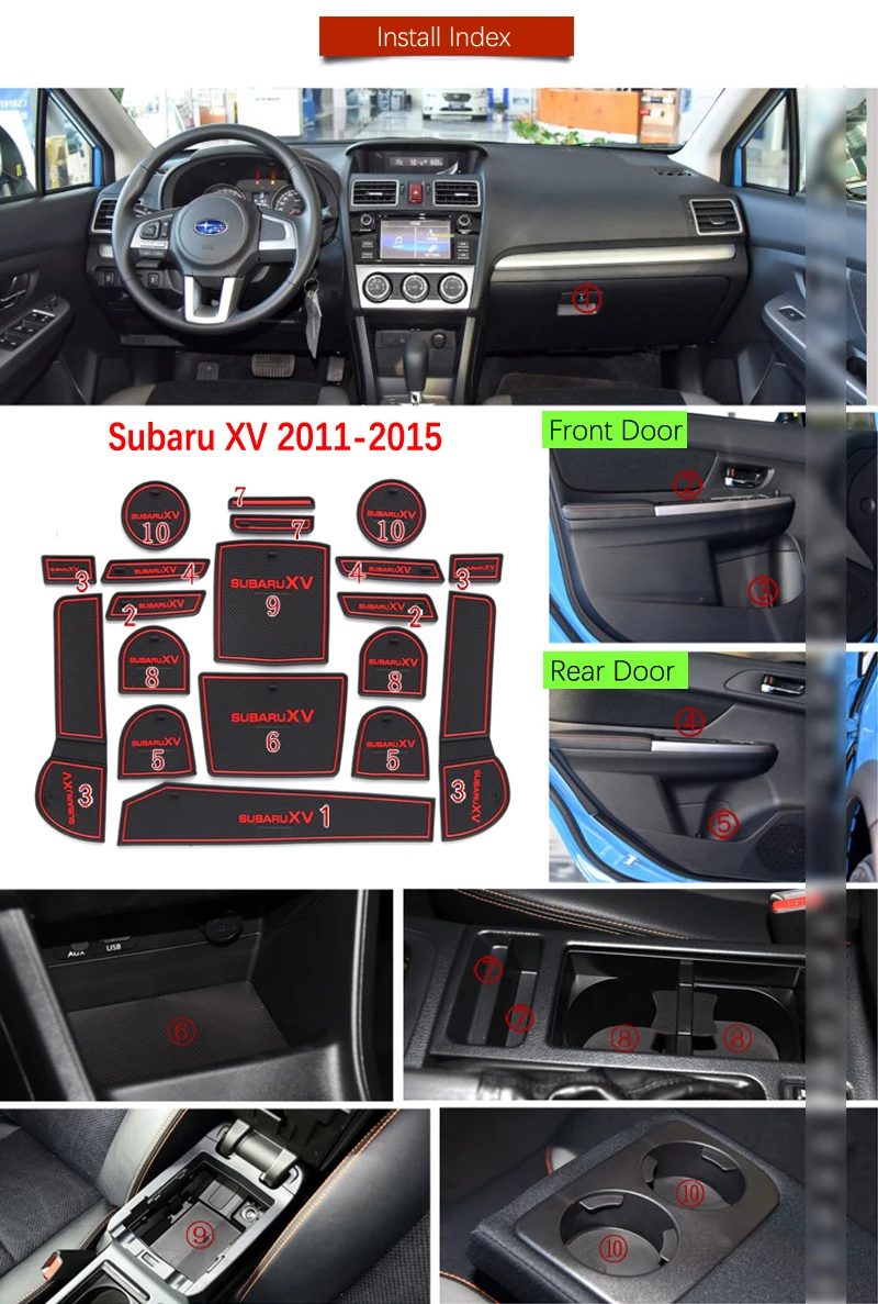 Противоскользящий коврик для ворот резиновая подставка под кружку Subaru XV 2016 2017