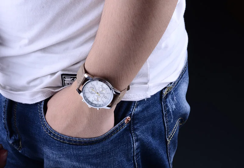 2019 спортивные часы мужские Роскошные Кварцевые наручные с замшевой кожей новый