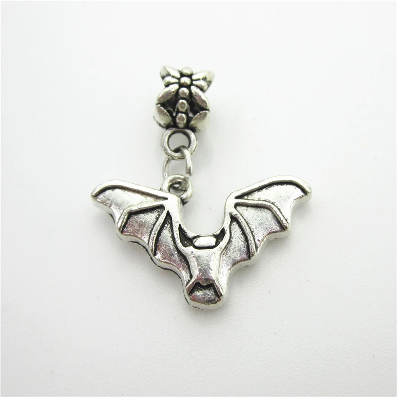 New 20pcs/lot Silver Bat Dangle Charms Lobster Clasp DIY Bracelet Necklace Pendants Jewelry Hanging |
