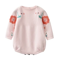 auro mesa infant baby girl pink embroidered knit long sleeve loose bodysuit baby girls toddler outfits