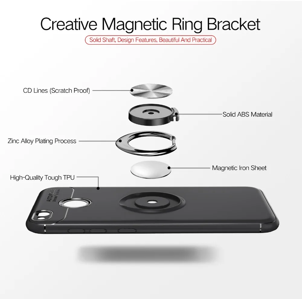 

Fashion Magnetic Ring Phone Cases For xiaomi redmi 4X Case Magnet Car Holder Stand Cover