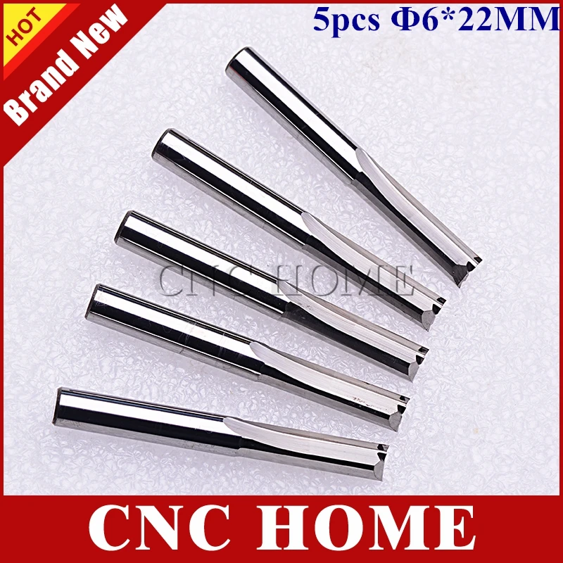 Качество 5 шт. 6 мм * 22 2 дюйма режущие инструменты с ЧПУ|straight flute milling cutter|carbide engraving
