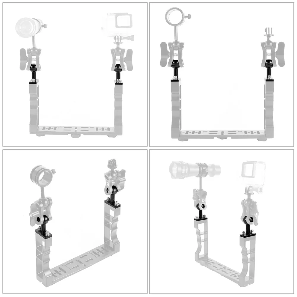 

Aluminum 1 inch Ball Head Mount Adapter with M5 Screw Holes for Diving Sports DSLR Camera Bracket Tripod Clip Adapters Parts