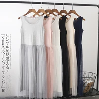 2018 summer comfortable sexy lace mesh womens full slips sexy modal underdress sleeveless female petticoat slip 6 color