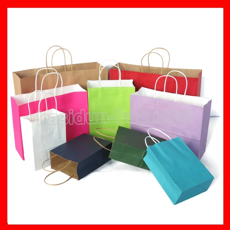 (100 шт./лот) Оптовые бумажные пакеты для покупок с ручками|bags wholesale|bag bagbags gift bag |