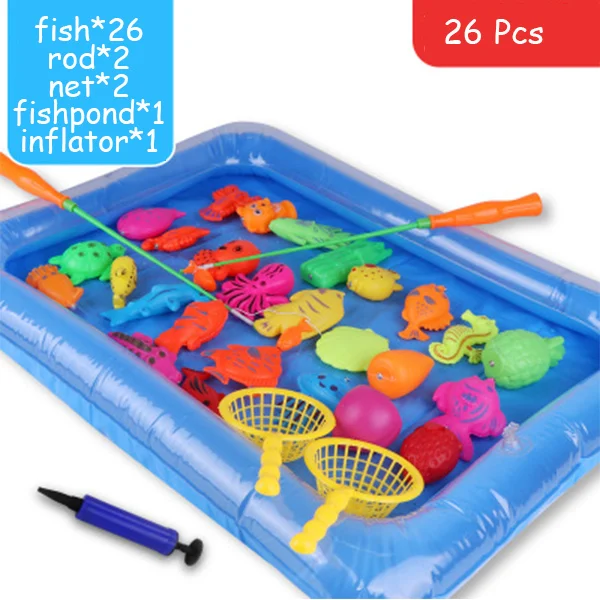 26 Pcs(fishpond) Детский набор рыболовных игрушек, 46 шт., костюм, магнитные игрушки для детей, рыбка, квадратный, популярный подарок для детей, для мальчиков и девочек - Цвет: 26 Pcs(fishpond)