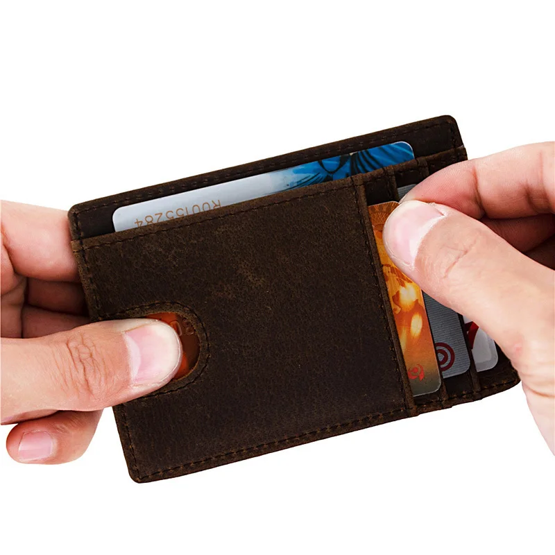 Тонкий минималистичный передний карман RFID блокирующие кожаные кошельки для мужчин и женщин среднего размера 739-60