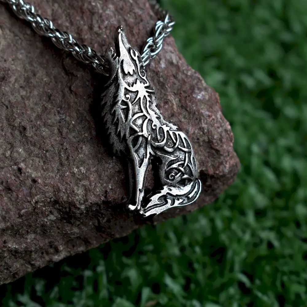 1 шт. Norse Celtics Wolf ожерелье мужское ожерелье Узловая подвеска с металлической цепочкой 50 см
