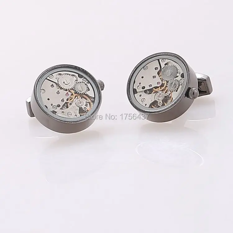 Моды в Нью 2015 Функциональные часы Запонки и покровным стеклом с серебристой