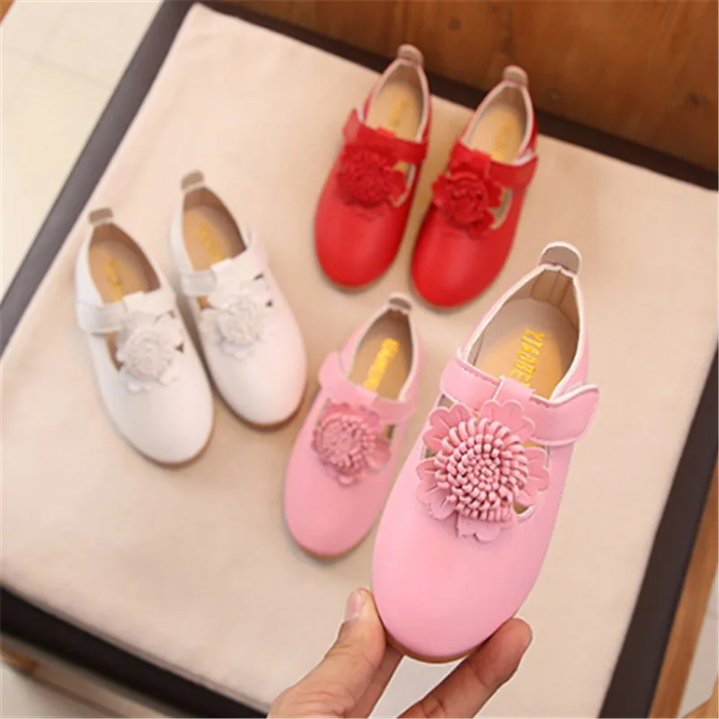 Xinfstreet Kids Girls Shoes Leather Soft Solid Children Princess Cute Little For Size 26-36 |