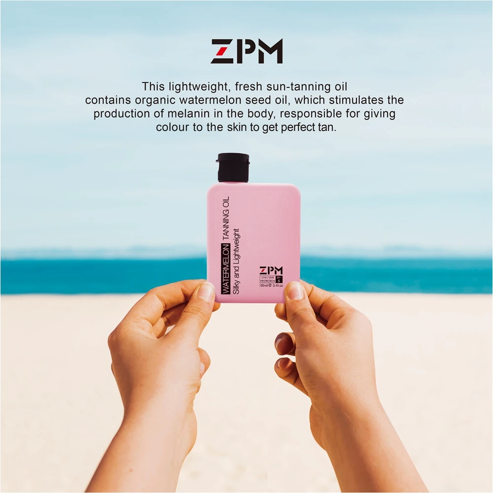 ZPM арбуз/Cacao масло для загара, SPF 6, широкий спектр защиты UVA/UVB, кокосовое масло, Vintam E, гипоаллергенный, 3,4 oz./100mlx2