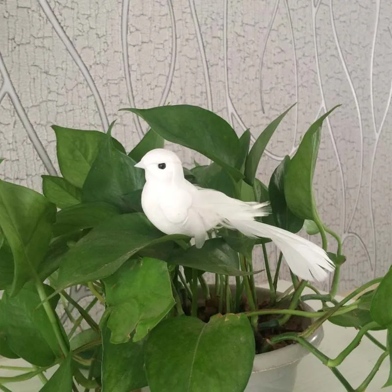 10PCS Artificial Foam Feather White Birds With Magnet Decorative Fake Doves for Wedding Party Home Garden Decoration gift favor |
