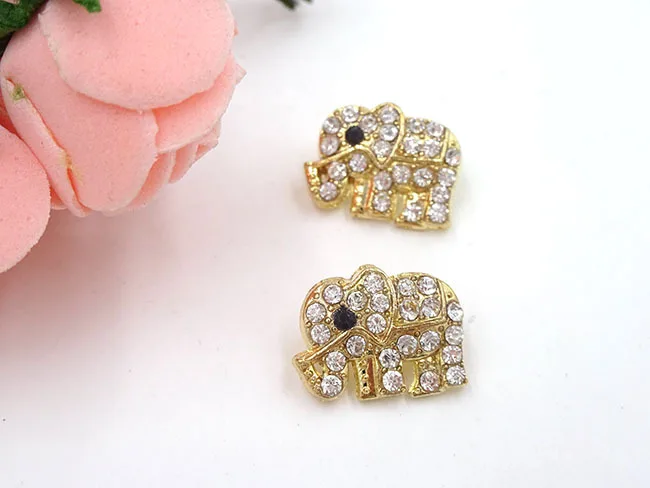 

15.5*12mm Gold Plated Elephant Charms Jewelry Connector With Rhinestone Pendants For Bracelets 20pcs/lot B0023