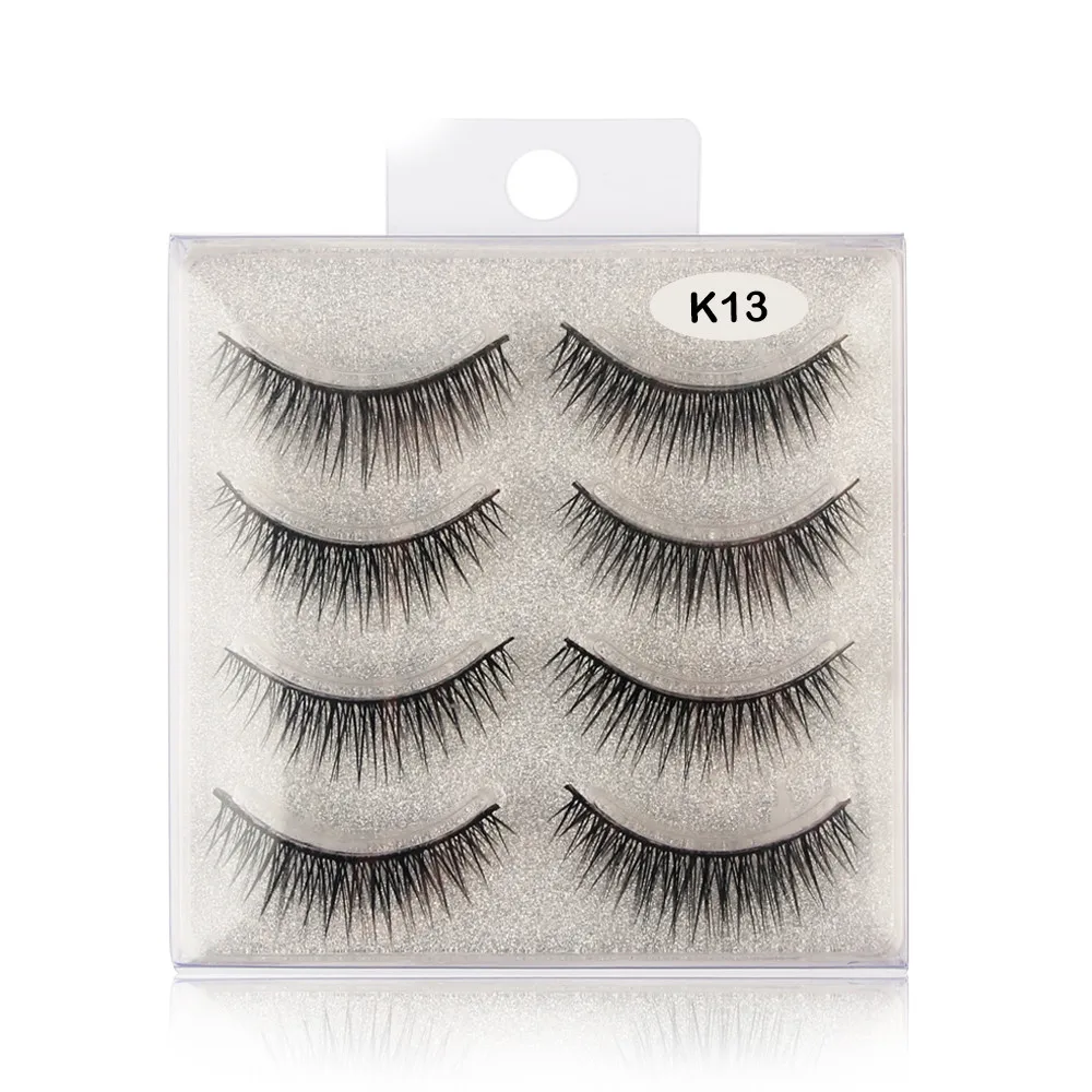 4Pair Luxury 3D False Lashes Fluffy Strip Eyelashes Long Natural Party natural faux mink lashes magnetic eyelashes maquiagem #05 | Красота и