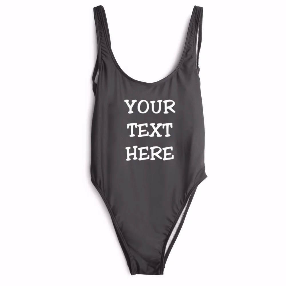 

"YOUR TEXT HERE "Customize Ten colors Women Bodysuit jumpsuit One piece suit custom any text and fonts lettering swimwear
