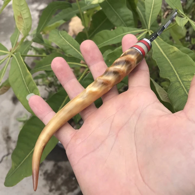 Новейшая коллекция дамасская сталь Cornu Procaprae Gutturosae охотничий нож с ручкой