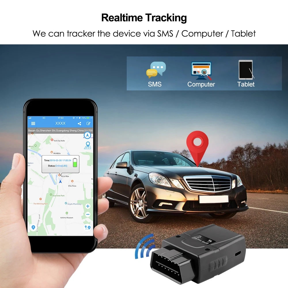 GPS локатор OBD автомобильный трекер Бесплатная установка 2G разъем вибрационная
