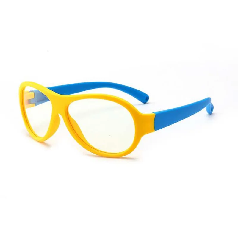 Comfort Baby Anti-blue Light Silicone Plain Computer Glasses Brand Children Soft Frame Goggle Glasses Kids Cat Eyes Eywear - Цвет оправы: yellow frame blue