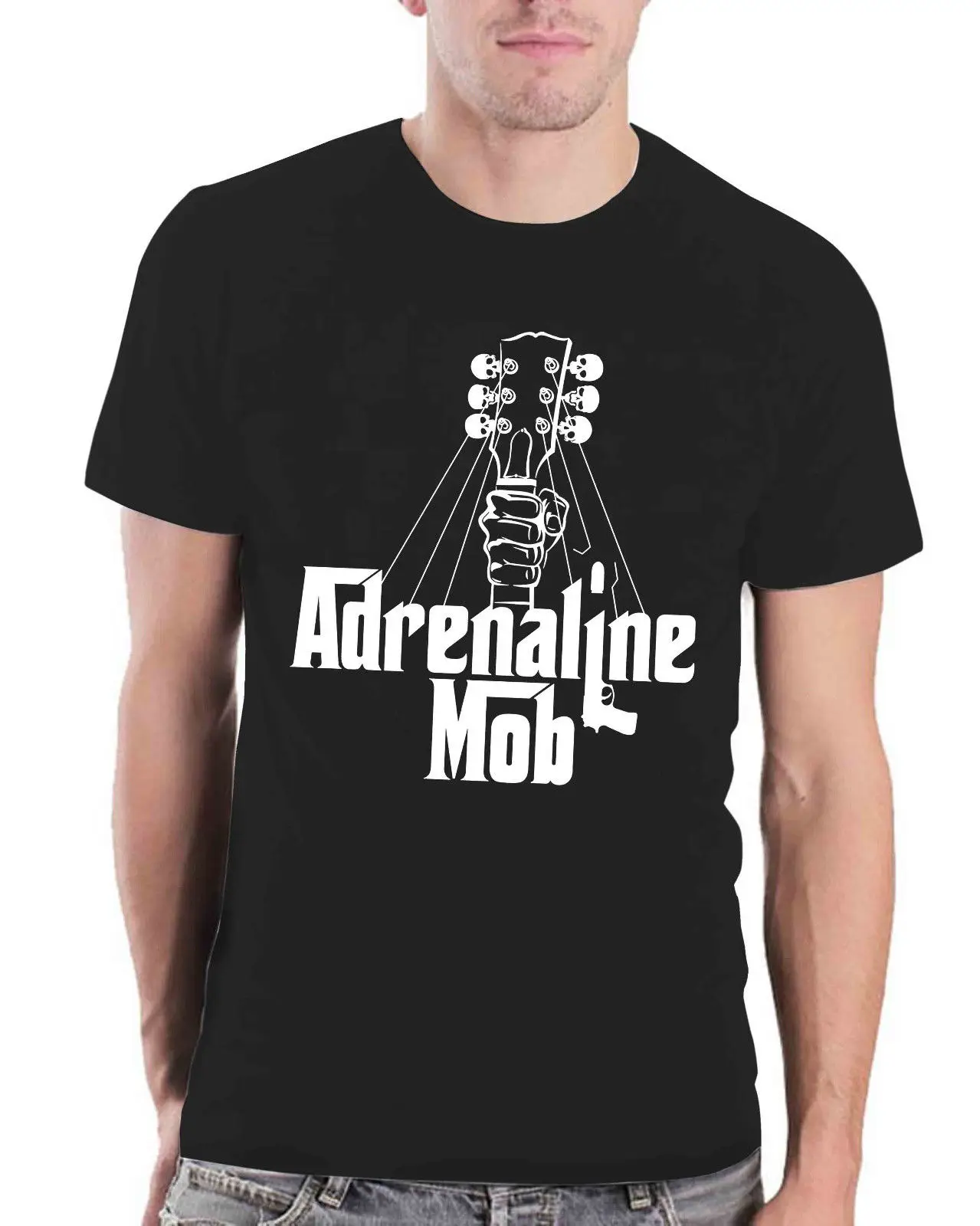 Новая Металлическая рок группа Adrenaline Mob с логотипом Мужская черная футболка