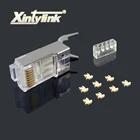 Xintylink rj45 разъем, ethernet-кабель, штекер cat7 cat6a, мужской, сетевой, позолоченный, 50u 8P8C, металлический, экранированный, stp разъем, нагрузка 1,3 мм