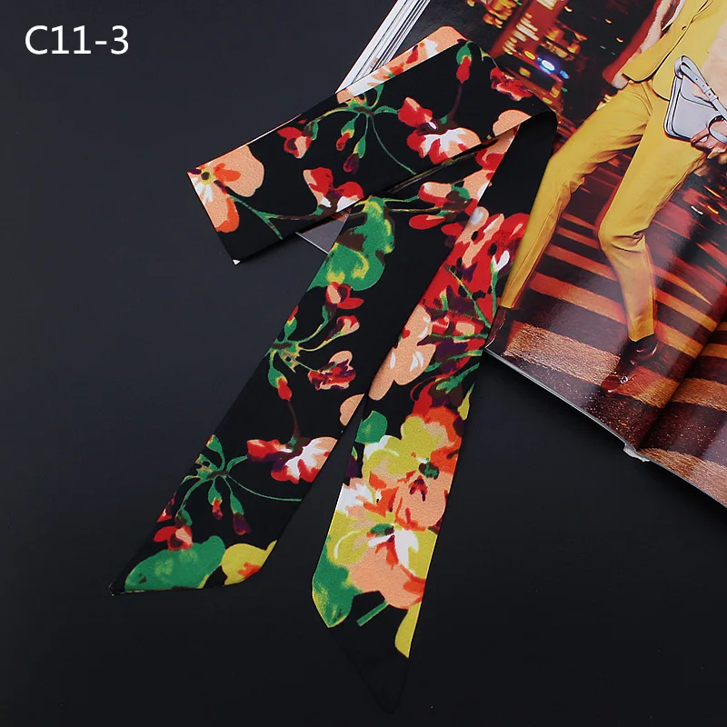 2018 New Geranium Slim Narrow fashion woman Tie Bag Handle Scarf Small Ribbon headscarf |