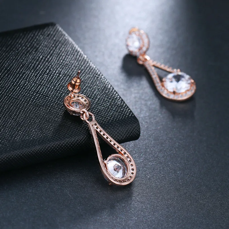 SLBRIDAL серьги из розового золота с кубическим цирконием класса ААА свадебные