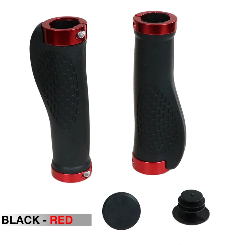 Black-Red 5 Colors Skid Resistance Mountain Road Bicycle Handlebar Grips Ergonomic Rubber Bike Handle Cycling Riding Bicycle Handlebars - Цвет: Black-Red