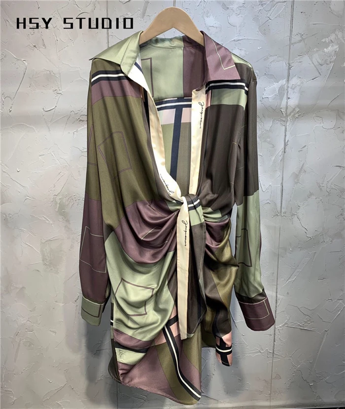 【HSY stuo】 2019 осеннее Новое Трендовое женское мини-платье с глубоким v-образным