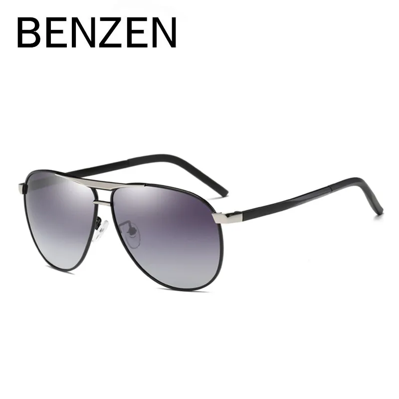 Солнцезащитные очки BENZEN Polarized для мужчин с металлической оправой, авиационные очки с защитой от УФ-лучей 400, водительские очки Gafas Shades с чехлом 9263 on.