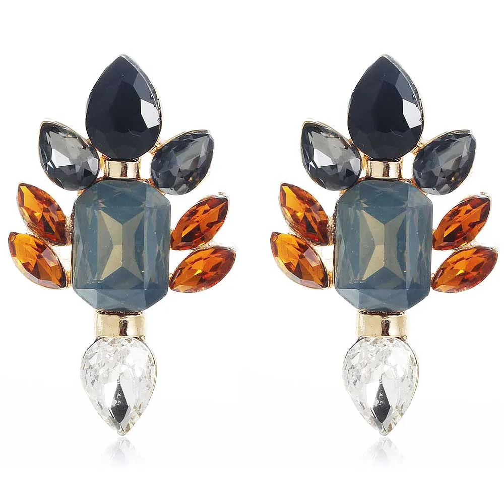 Яйи черные серые коричневые белые стеклянные стразы Висячие серьги для женщин