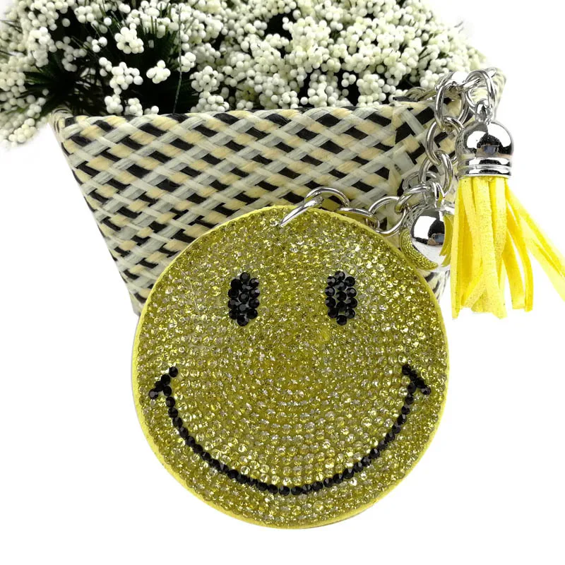 Алмазный горный хрусталь улыбающееся лицо брелок для ключей автомобиля Улыбка