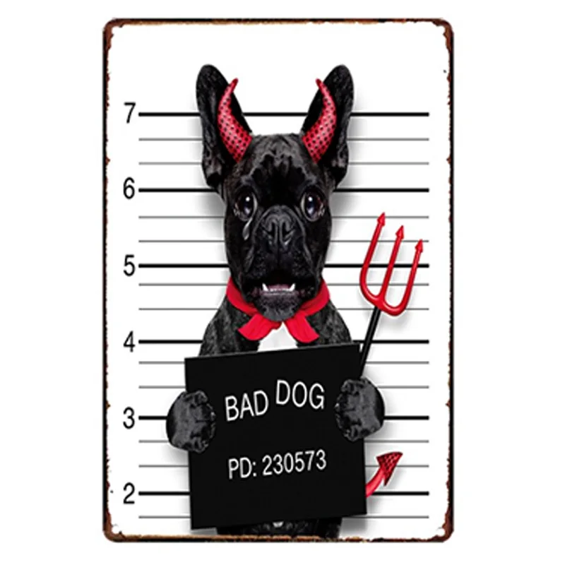 Винтажный металлический жестяной постер плохой собаки для украшения