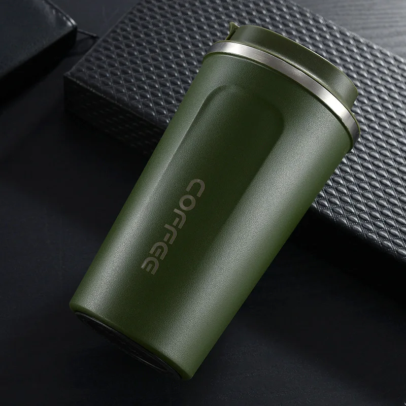 Green-380ml Новые кофейные кружки 380 мл 510 мл Вакуумный термос с двойными стенками из нержавеющей стали изолированные вакуумные чашки с крышкой кружки для путешествий BPA бесплатно - Цвет: Green-380ml