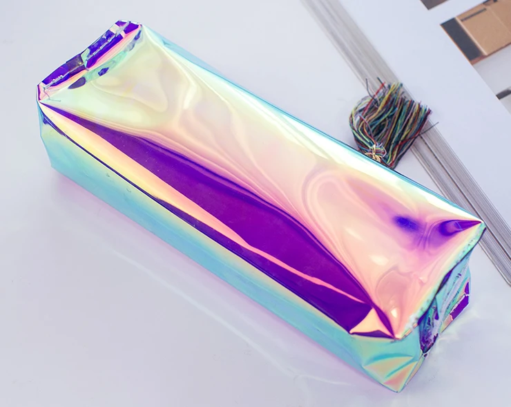 

Colorful Bling Laser Waterproof Clear Portable Storage Pen Pouch Pencil Bags 195*60*55mm 12pcs/pack Student Stationery Bag