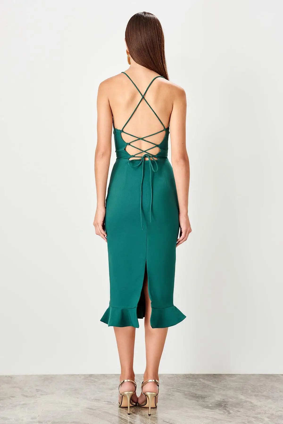 

Trendyol Oil Cross Halter Dress TPRSS19BB0043