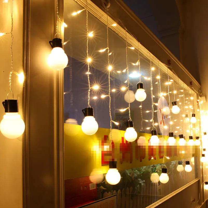 1.5*0.5m LED Ball Curtain String Lights Fairy Wedding Room decoration Garland New Year Christmas holiday light Luminarias | Лампы и