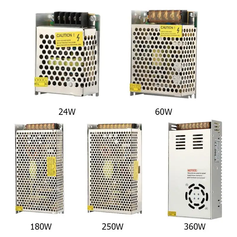 AC 110 V 220 к DC 12V 24W 60W 180W 250W 360W адаптер питания драйвера для светодиодной