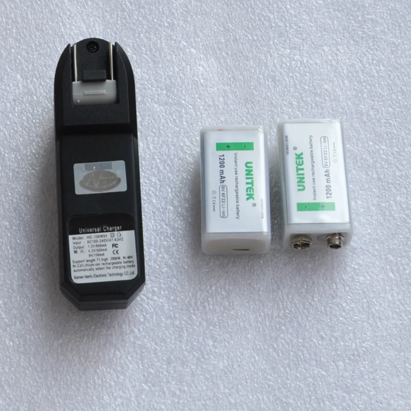 Литий-ионная аккумуляторная батарея UNITEK USB 9V 1200mAh 6F22 li ion cell + US charger для