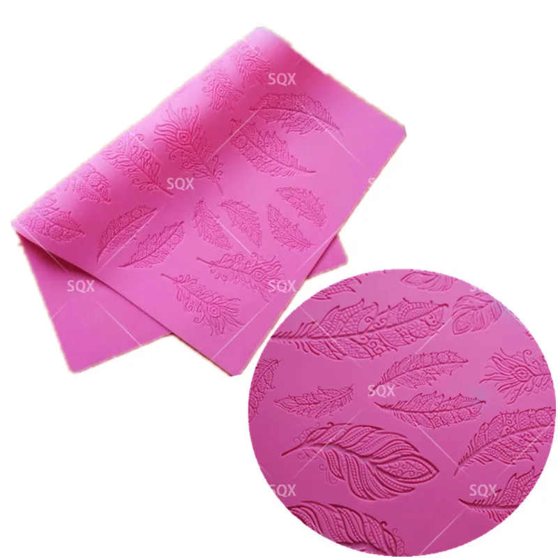 Силиконовая кружевная форма с узором в виде перьев LS140 торт край кухонная утварь