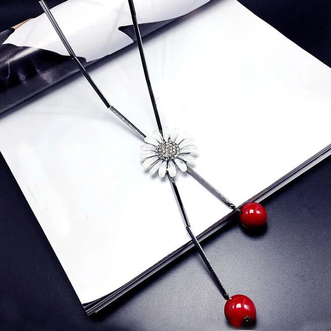 Для женщин солнце цветочный кристалл регулируемой длинной цепью ожерелья