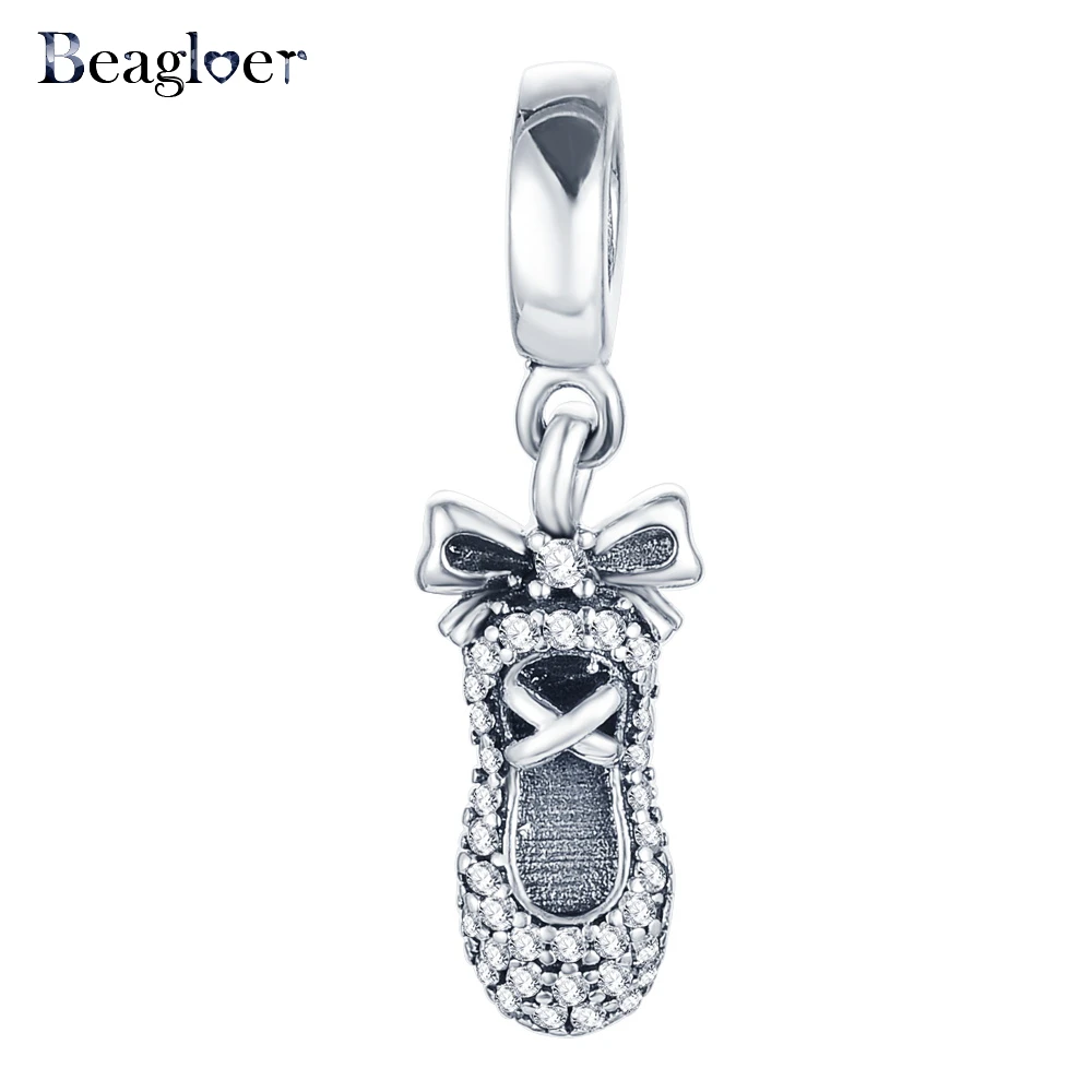 Beagloer серебро 925 пробы балетный кулон тапок шарм подходит для браслета ручной