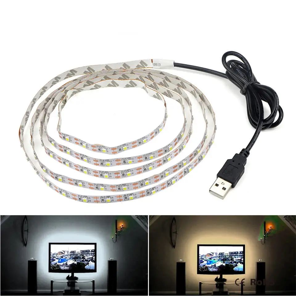 DC 5 V SMD3528 usb IP65 Водонепроницаемая светодиодная лента RGB ТВ ПК полосы света стол