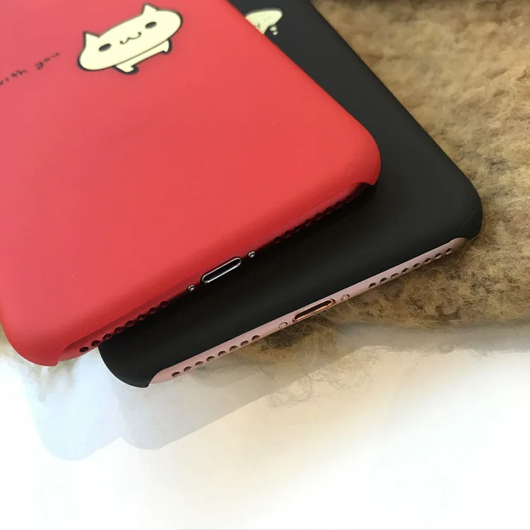 Милый чехол для iphone X XR XS Max 6 6S 7 8 Plus с мультяшным котом черный красный пластиковый