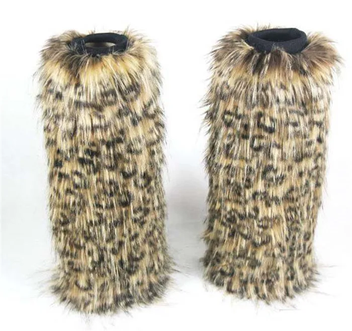 Модные женские зимние теплые гетры из искусственного меха 40 см обувь запонки