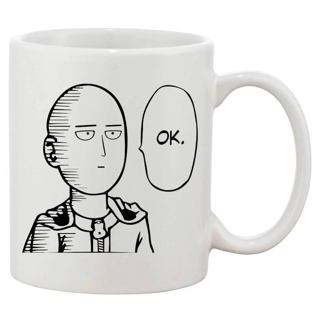&quotСайтама One Punch Man порядке&quot Керамика кружка белая весом 11 унций|Кружки| |