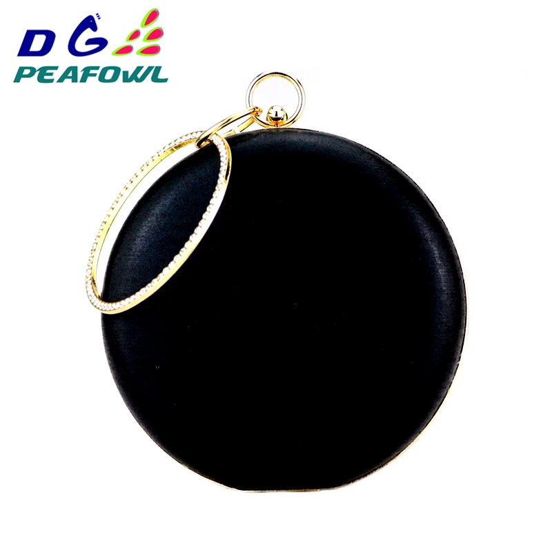 Новинка шелковая одежда Золотые круглые Сумки из искусственной кожи одноцветные