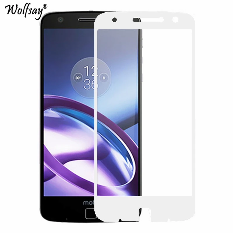 Защитное стекло для экрана Motorola Moto Z, закаленное стекло для Motorola Moto Z XT1650, полное покрытие, стекло с закругленными краями, пленка 5,5 дюйма - Цвет: White
