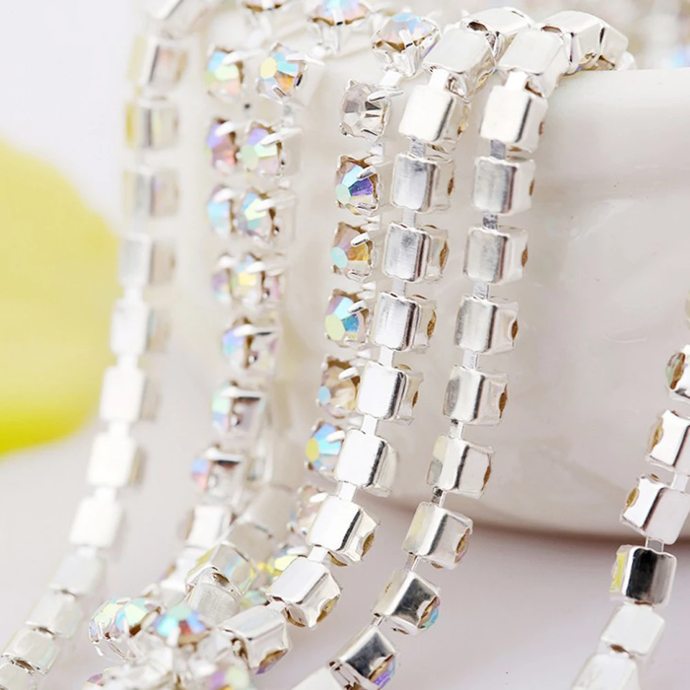 Прозрачная цепь из горного хрусталя 1 м/лот серебряное дно для шитья одежды