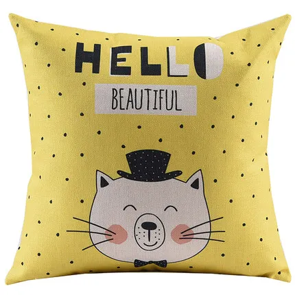 Модные желтые Цвет Кот подушки покрытия Hello Kitty белье хлопок Подушки Детские