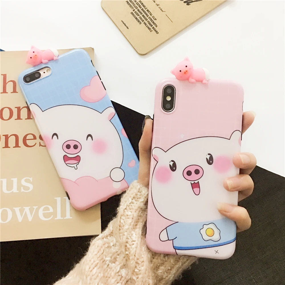 Phone Case For iPhone 6 6S 7 8 Plus X XS XR Max Cartoon Funny 3D Doll Pig Soft TPU Cute Back Cover Cases Funda |